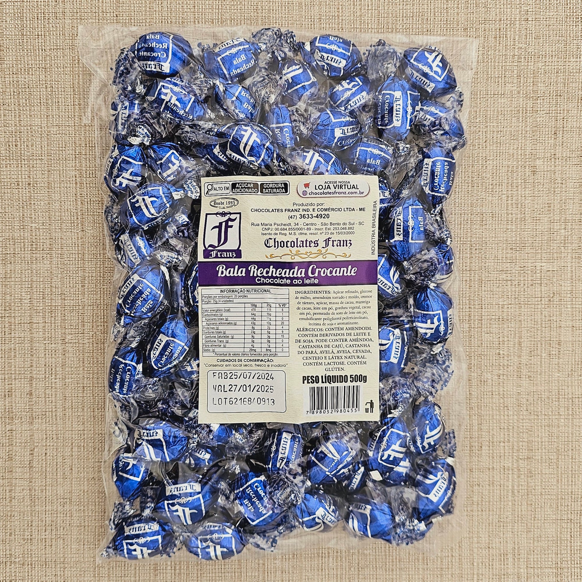Bala Recheada Crocante 500g