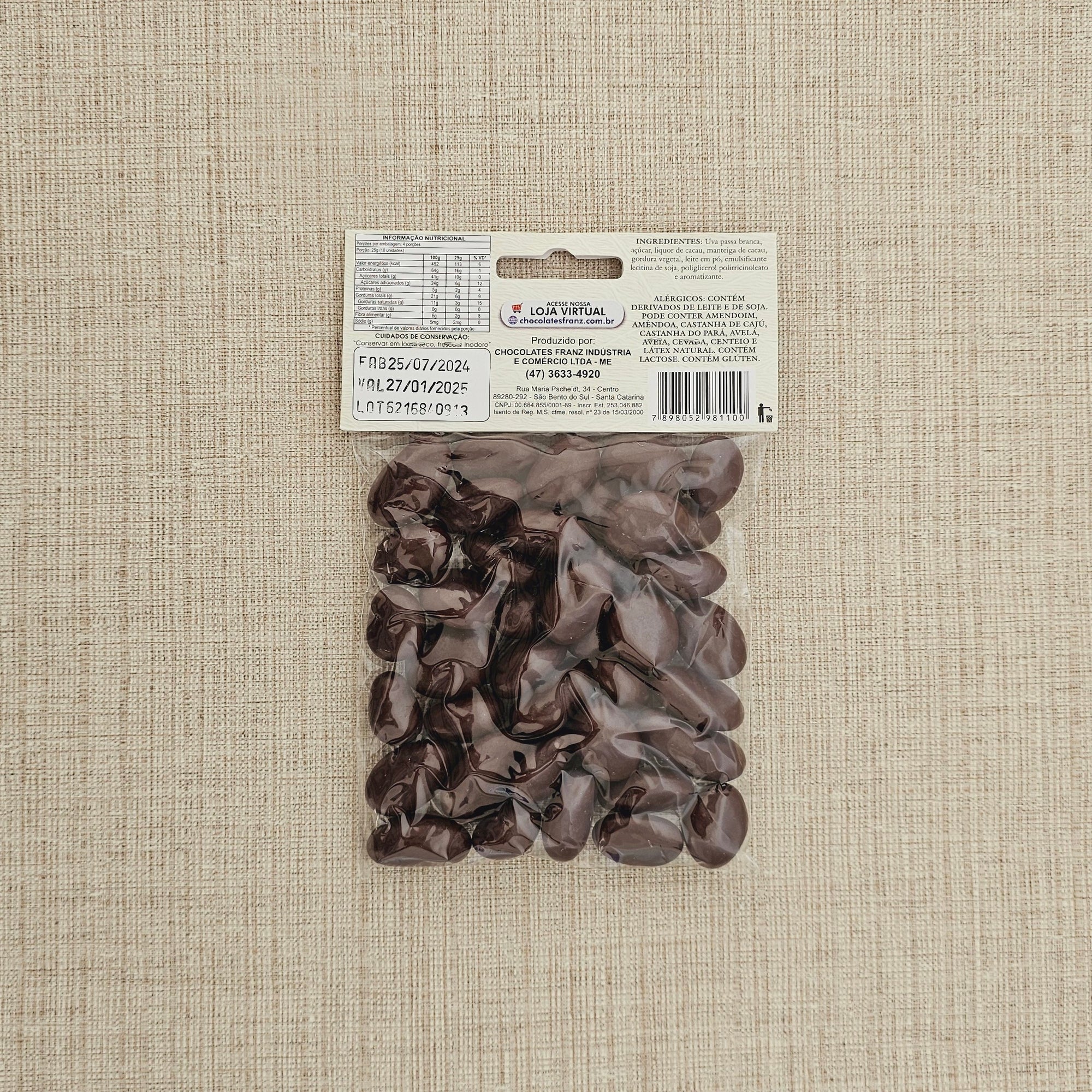Confeitos de Passas em chocolate meio amargo 100g