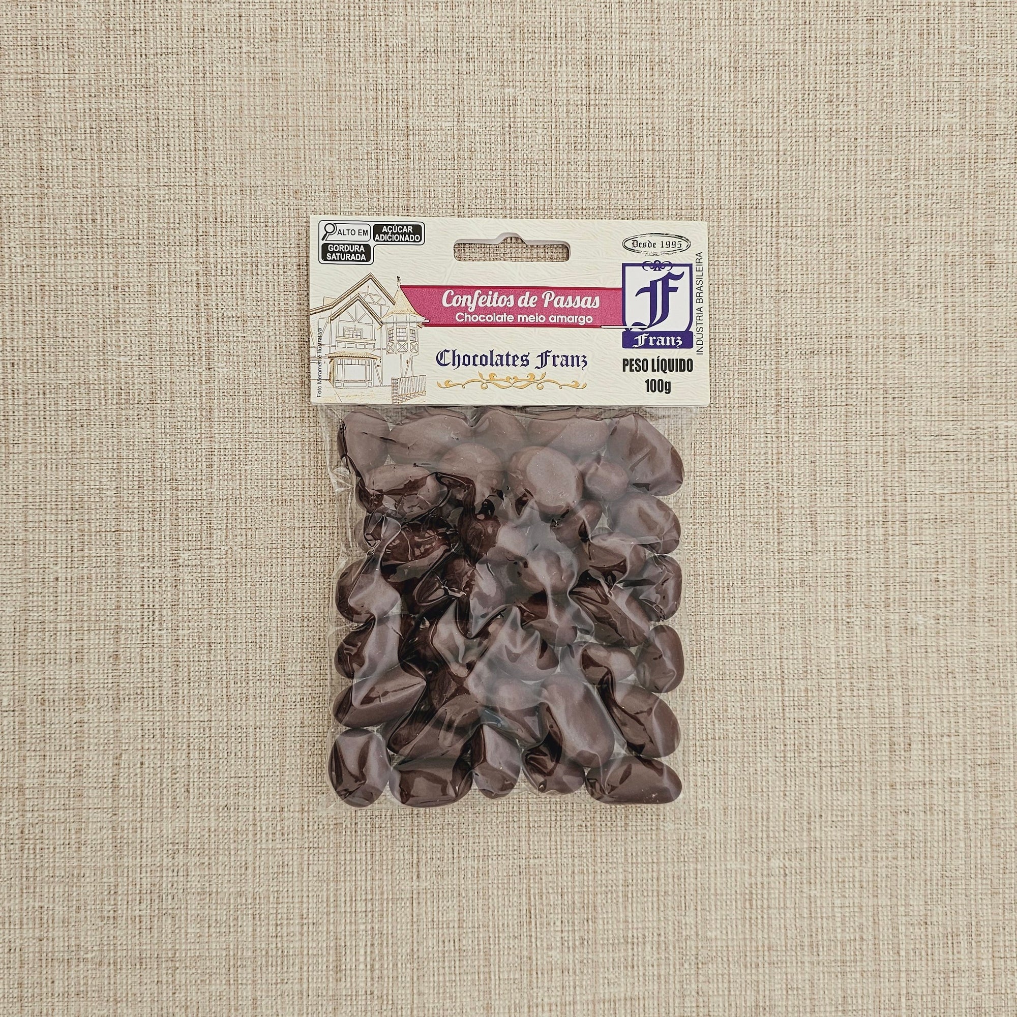 Confeitos de Passas em chocolate meio amargo 100g